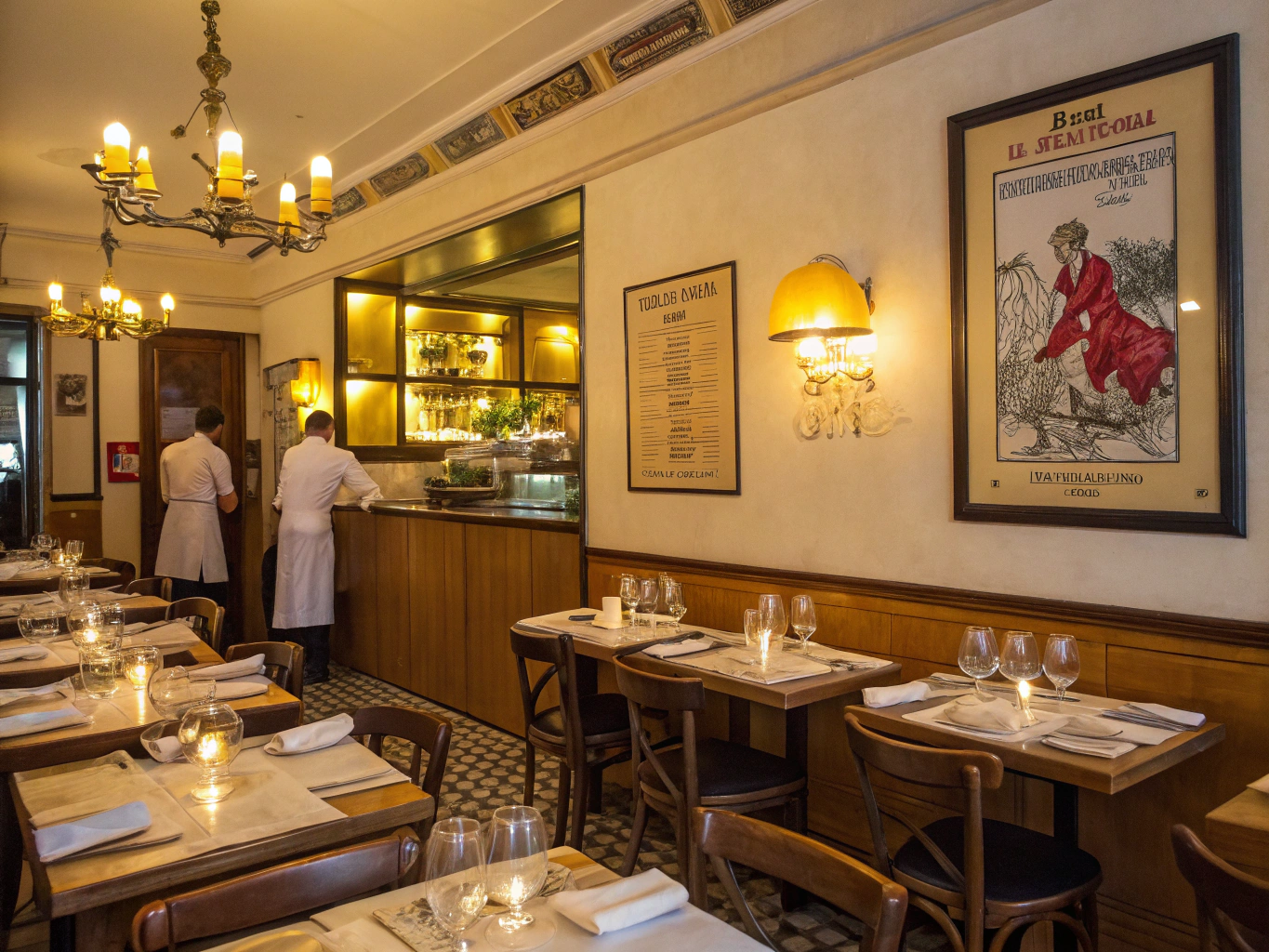 Modern Italian restaurant interior with warm lighting and elegant tables