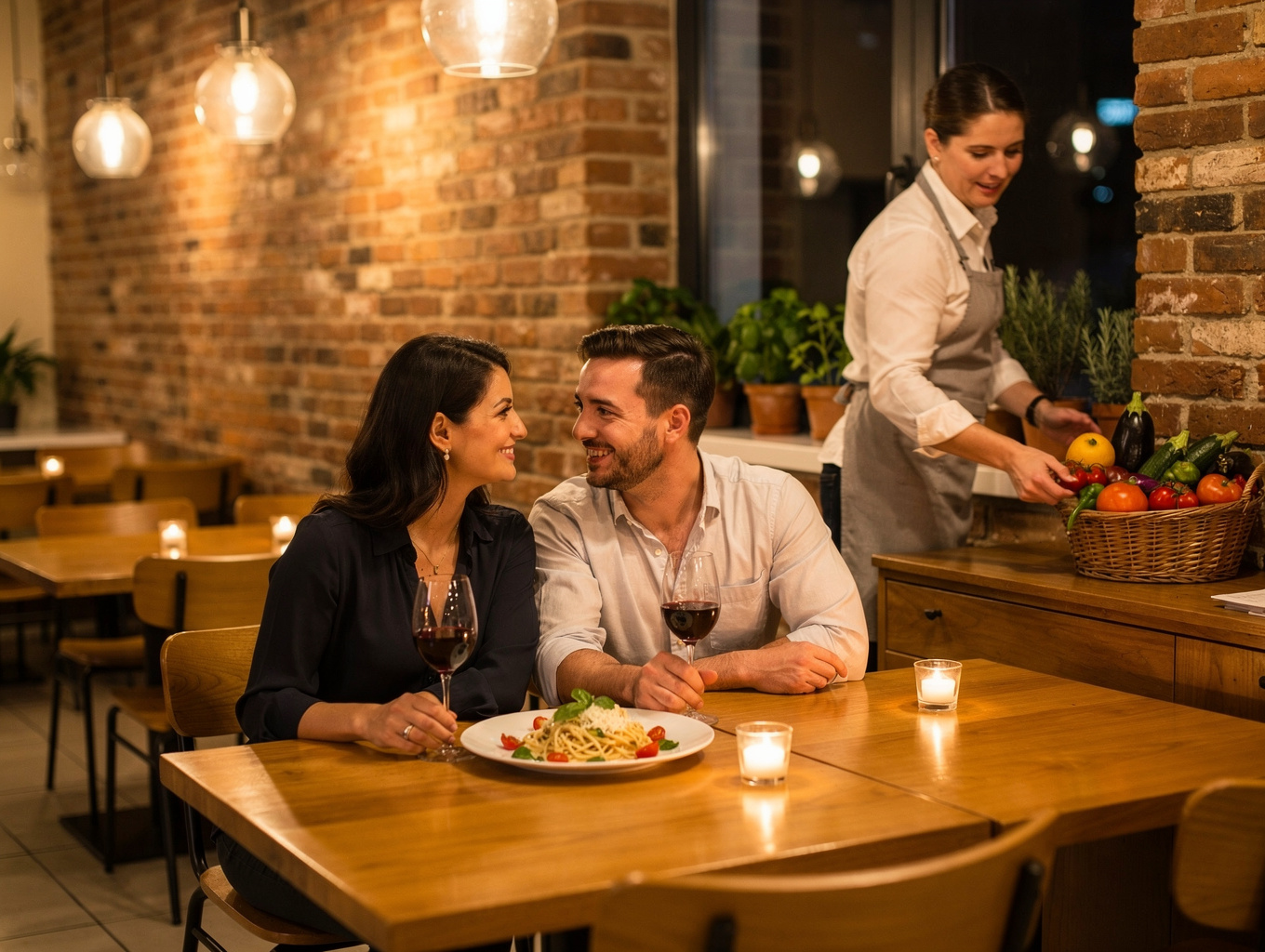 Cozy, candlelit dining atmosphere at MISTO restaurant with warm textures